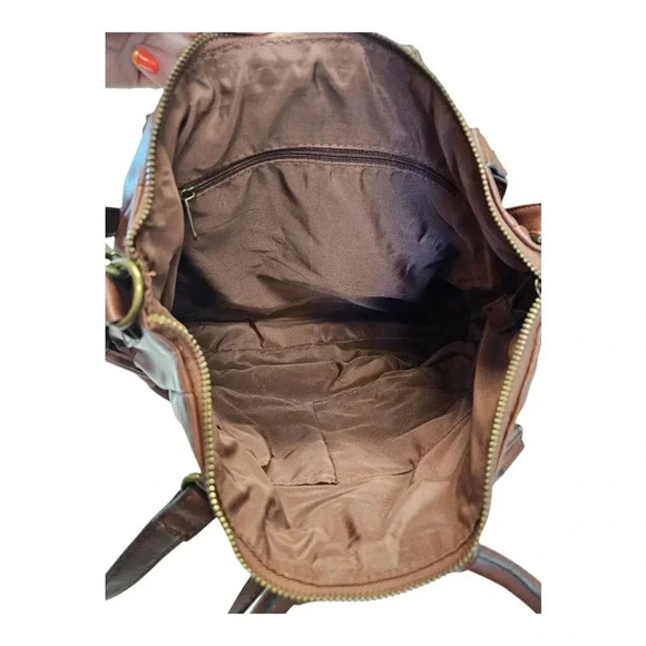 omen's Vegan Leather Convertible Tote Handbag, Stylish Round Handles, Large - Picture 11 of 12